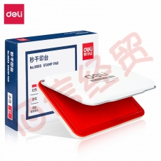 得力(deli)9893-143*87mm金属方形大号财务会计专用秒干印台印泥 办公用品 红色