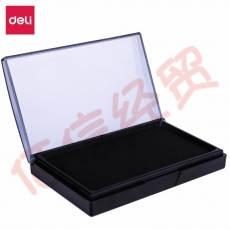 得力(deli)9864-137*88mm透明外壳方形快干印台印泥 办公用品 黑色