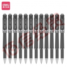 得力(deli)0.7mm黑色中性笔水笔签字笔 办公用品 磨砂杆12支/盒