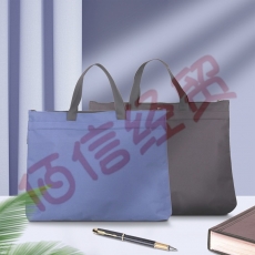 得力5845帆布手提包A4多功能文件袋拉链袋资料袋商务公文包文件包 蓝色