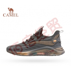 骆驼（CAMEL）男子运动鞋黑色软底舒适休闲鞋网面减震跑步鞋 CSS2210007，黑/金，男 40