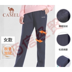 骆驼（CAMEL）运动 长裤男女针织弹力跑步裤子宽松透气健身休闲裤潮 J0W1Y6153，  深蓝，女 XXL