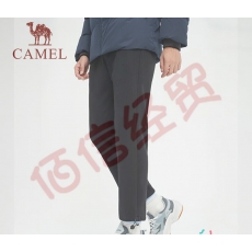 骆驼（CAMEL）运动长裤针织女士2023春秋薄款透气抓绒可调节抽绳宽松裤子 JC12263879，幻影黑，男 M