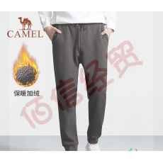 骆驼（CAMEL）男装加绒加厚休闲裤男士小脚摇粒绒针织保暖长裤男裤 DBP510114，深灰，男 L