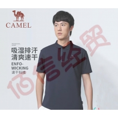 骆驼（CAMEL）男装短袖速干POLO衫2023春夏季时尚撞色领口宽松上衣 A13BAVV017，墨蓝，男 L