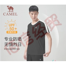 骆驼（CAMEL）羽毛球服套装男运动上衣女速干短裤乒乓球网球专业训练服夏季 幻影黑 S