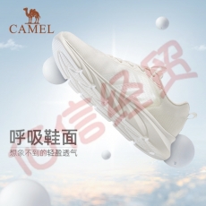 骆驼（CAMEL）【飞鱼3.0】运动男子跑步鞋休闲鞋网面透气耐磨防滑男士运动鞋 CSS2210009，象牙白，男（尺寸咨询客服）