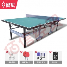 健伦（JEEANLEAN） 乒乓球桌 家用室内标准可折叠移动专业比赛乒乓球台 KL389G进阶款（绿色室内带轮）