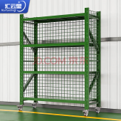 汇云星带网货架重型仓储货架可移动战备货架重型器械物资架带轮军绿色 三面带网主架160*80*200(500KG)