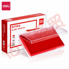得力(deli)9864-137*88mm透明外壳方形快干印台印泥 办公用品 红色