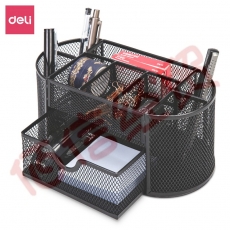 得力（deli） 8902 金属网办公桌面收纳盒 多功能九格组合笔筒 办公用品 黑色